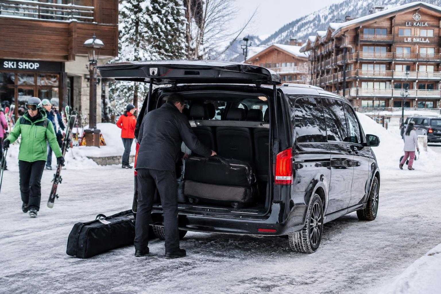 Van Genesis Driver en attente sous la neige